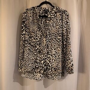 Women's A.N.A Animal Print Blouse - Black and Brown